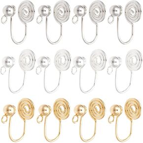 SUNNYCLUE 1 Box 30Pcs Cuff Earring Converters Stainless Steel Cuff Findings Clip Non Pierced Wire Wrap Vortex Earring Clip with Vertical Loop Gold Ear Converter for Jewelry Making Supplies DIY Crafts