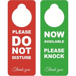 Do Not Disturb Door Hanger Sign,2pcs Double Sided Do Not Disturb Pls Knock Hanger Tag, 3.5x9.5inch 30mil thickness