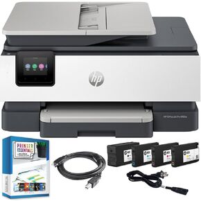 HP OfficeJet Pro 8135e Wireless All-in-One Inkjet Printer AiO Bundle with Tech Smart USA Printer Essentials Digital Download Card for PC + High-Speed 6FT USB 2.0 Printer Cable