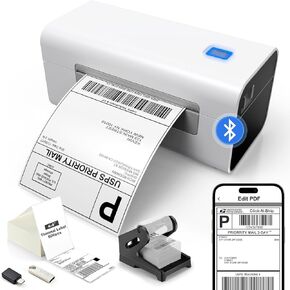 Bluetooth Thermal Label Printer w/ 500 Thermal Labels and Labels Holder, Shipping Label Printer 4×6 for Small Business & Packages, Support Android/iPhone/Windows, Compatible with Shopify, Amazon, Ebay