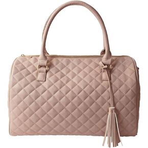 Womens Quilted Weekender Duffle Carry Bags Overnight Travel Handbag Shoulder Tote Trolley Handle Luggage TSA Approved Bag Quad Duffle 43 (Pink-03)