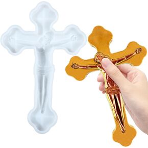 Cross Resin Mold Crucifix Silicone Casting Mold for DIY, Home Decor, Jesus Wall Cross Hanging (White)