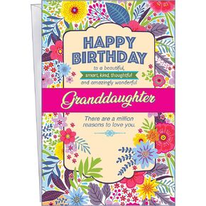 Chuck's Card-O-Rama - Birthday Card For Granddaughter - Made in America - Premium Card Stock, Envelope Included - 5" x 7.75" - Packaged in Extra Sturdy Mailer - Amazing - 95368