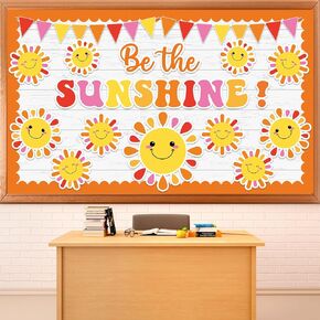 Sun Bulletin Board Set Sunshine Bulletin Board Decorations Be The Sunshine Cutouts Classroom Decorations for Summer Back to School Classroom Office Home Chalkboard Decor Wall Door Supplies
