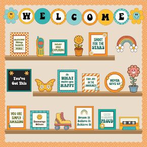 Welcome Back to School Bulletin Board Decorations, Boho Classroom Decor, Greenery Plant Bookshelf Inspirational Affirmation Cutouts for Teacher Welcome School Supplies Classroom Door Wall Decor