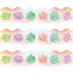 Succulent Bulletin Board Border for Classroom Rustic Bloom Board Trimmer Watercolor Floral Decoration for Back to School Supplies Class Ornament 36ft