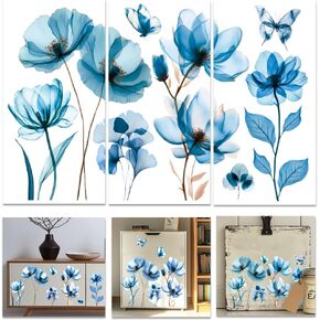 INFUNLY 3 Sheets Peony Flower Rub on Transfers for Crafts 5.9×11.8 Inch Butterflies Transfers Sticker Chic Flower Furniture Stickers Decal Leaf Rub on Transfer Memories for Wood Glass Home Decor