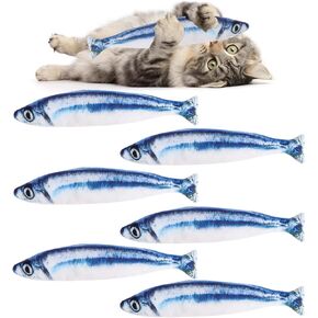 Catnip Saury Fish Toys,6pcs Cat Teething Chew Plush Toys for Pet Cat Lovers Relieve Stress Gifts Teething Chew Indoor Outdoor