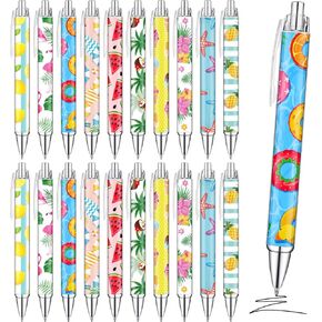 100 Pcs Summer Hawaiian Gel Ink Pens Bulk Black Ink Cute Retractable Gel Pens Summer Pens for swimming pool Office School Home Party Decorations Gifts Supplies