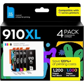 910XL حبر خراطيش حزمة التحرير والسرد بديل لـ 910 XL متوافق مع OfficeJet Pro 8025E 8020 8028 8035E 8023 OfficeJet 8010 8015E Printer ، 4 Pack (Black ، Cyan ، Magenta ، Yellow)