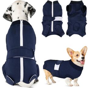 Lukovee Recovery Suit for Dogs, Zipper On Recovery Suit for Female Male Dog, Onesie Abdominal Wounds Cone E-Collar Alternative Prevent Licking Spay Recovery Suit (S,CF)