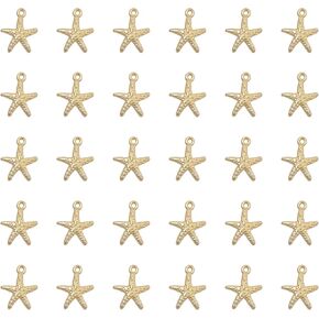 50 Pcs Starfish for Jewelry Making Small 1.6 x 1.4 cm Metal Cute Tibetan Pendants for DIY Necklace Bracelets Earing Making Keychain Supplies