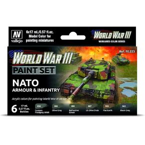 Vallejo Val70223 AV Model Color Set-Wwiii Nato Armor & Infanrty (6) ، 17 مل (حزمة 6) ، أبيض