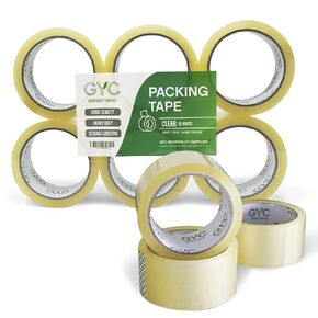 GYC Packing Tape – Clear, Heavy Duty – 6 Rolls, 1.88" x 65 Yards – Strong Adhesive for Shipping, Packaging, Moving Boxes