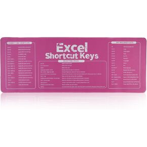 Water-Resistant Surface with Anti-Slip Base Excel Pad for Office, Gaming, DesignExcel Cheat Sheet Mouse Pad (Pink)