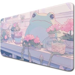 Pink Anime Cute Forg Big Mouse Pad,XL 11.8x31.5 inch Large Gaming Mouse Pad,Non-Slip Base Desk Mat,Extended Game Mousepad Keyboard Pad Long Desk Pad Home&Office
