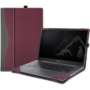 Cover Case for 13.4 inch MSI Summit E13 Flip Evo A11MT & A12MT & A13MT Laptop,PU Leather Protective Sleeve Notebook PC Bag Accessories with Pen Holder (Burgundy)