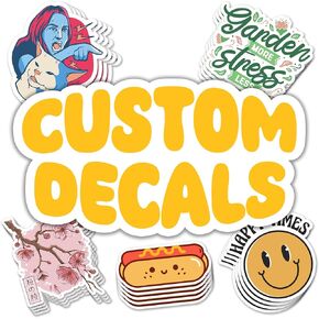 VulgrCo Custom Stickers, Set of 100 Individually Die Cut Personalized Stickers, Print Your Own Sticker, UV-Resistant Customized Sticker Labels for Jars, Laptops, Bottles & More