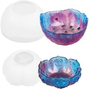 Framendino, 2 Pack Lotus Bowl Dish Resin Mold and Large Irregular Jewelry Tray Epoxy Casting Candle Holder for DIY Storage Home Table Decor