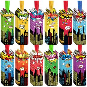 120 Pcs Hero Party Favors Hero Themed Bookmarks Bulk Reading Incentives Bookmarks Gifts for Classroom Office Birthday Party Favors Supplies