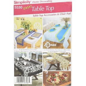 Simplicity Chair Cushions, Tablecloth, Place Mats, Runners, and Napkins Sewing Pattern Set, One Size