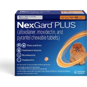 Nexgard Plus (Afoxolaner ، Moxidectin ، و Pyrantel) حماية ودودة القراد والديدان القلبية للكلاب اللحم البقري الناعم ، 33.1-66 رطل. (الأرجواني) 6 مضغ (6 أشهر العرض) in Saudi Arabia