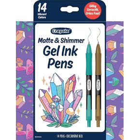 Crayola Gel Ink Pen Marker Set, 14 Matte & Glitter Pens, Gel Pens for Coloring, Fine Point, Gift for Kids & Teens, Ages 4+