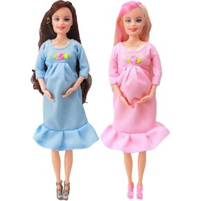 2Pcs Pregnant Doll 11.5" Safe ABS Pregnant Mother Toy with Baby Doll, Movable Joints, Ideal Gift for Kids
