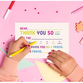 25-Pack Kids Fill-in-the-Blank Thank You Cards with White Envelopes - 4x6 Double-Sided Postcards | Fun and Colorful Design for Birthdays, Holidays, and More (Colorful)