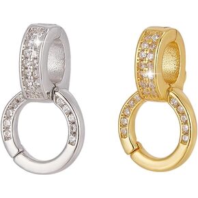 arricraft 2 Pcs 925 Sterling Silver Double Bail Clasps, 2 Colors Micro Pave Cubic Zirconia Twister Fold Over Clasps Jewelry Extension Connector for DIY Necklace Bracelet Jewelry Making