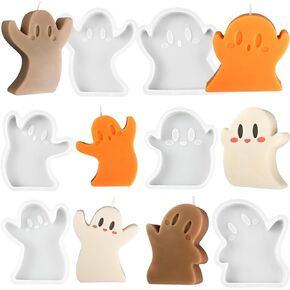 Halloween Ghost Candle Molds for Candle Making, 6 PCS Different Shapes Cute Spooky Silicone Molds for Candles Wax Soap Clay Plaster Epoxy Resin Home Decorations