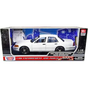 Motormax 2001 Ford Crown Victoria Police Car Unmarked White Custom Builder's Kit Series 1/18 Diecast Model Car
