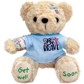 Get Well Soon Bear Stuffed Animal, Broken Arm Gifts for Kids & Adults, Get Well Soon Gift with Surgery Stitches & Colorful Bandages, 8" Feel Better Teddy Bear Plush for Hospital Recovery