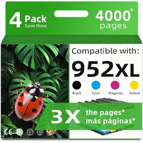 952XL حبر خراطيش حزمة التحرير والسرد متوافقة مع HP 952 XL (4 pack) لـ OfficeJet Pro 8710 7740 8720 8702 8210 7720 8715 8730 8740 8216 8725 Printers Black Cyan Magenta Yellow