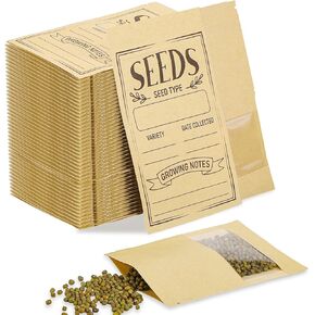 120 Pcs Seed Envelopes Packets Organizer 3.54 X 5.5 Inch Seed Storage Envelopes Resealable with Clear Window Seed Saver Bags for Flower Vegetable Seed Saving