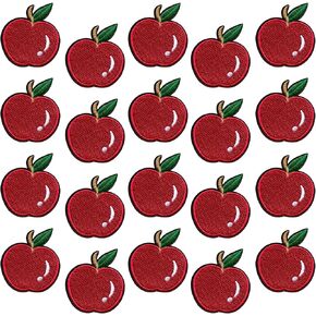 20Pcs Red Apple Iron on Patches Premium Quality Kids Children Baby Embroidered Applique for Clothes Jackets Jeans Backpacks
