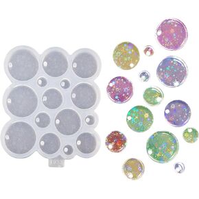Angel Wings Mini Circle Silicone Mold Shiny Holographic Round Circle Resin Earring Molds Different Sizes 1cm 1.5cm 2cm 2.5cm 3cm for DIY Keychain Jewelry Crafts Silicone Epoxy Mould