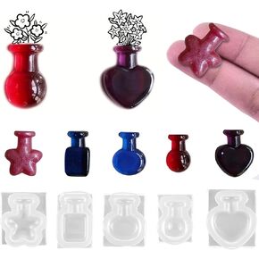 5Pcs Mini Vase Shape Resin Silicone Molds for Refrigerator Decoration 3D Bottle Epoxy Casting Molds for DIY Craft Resin Fridge Decoration Kitchen Locker Kitchen Office