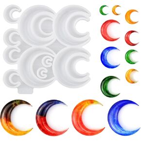 Crescent Moon Resin Pendant Mold, Silicone Molds, with 13 Cavities