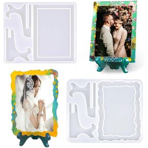 2 Pack Photo Frame Resin Mold, Rectangular Epoxy Molds with Stand Silicone Picture Frame Casting Molds for Resin Art Craft Projects DIY Personalized Handmade Gifts Home Decor