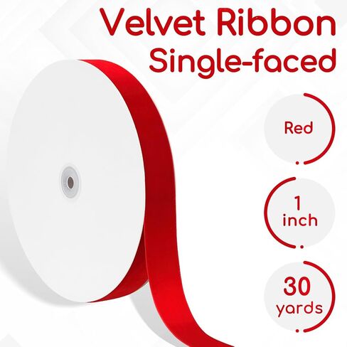 Burgundy Velvet Ribbon 1'' 30 Yards Velvet Fabric Ribbon for Christmas Tree Gift Wrapping Flower Bouquet Choker Wreath Ornaments Hair Bows Crafts in Saudi Arabia
