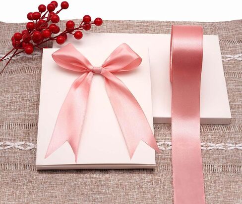 (5 Rolls) 1-1/2 Inches 25 Yard Solid Satin Ribbons for DIY Rose Flower Materials, Gift Wrapping, Cake Decorations, Weddings, Parties, Bows, Valentines-Pink in Saudi Arabia