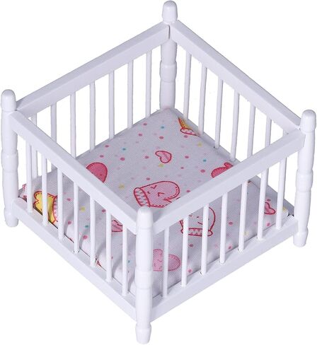 1:12 Scale Mini Dollhouse Wooden Crib for Dolls House Miniature Decoration (#2) in Saudi Arabia