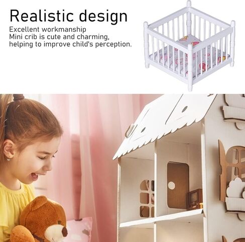 1:12 Scale Mini Dollhouse Wooden Crib for Dolls House Miniature Decoration (#2) in Saudi Arabia