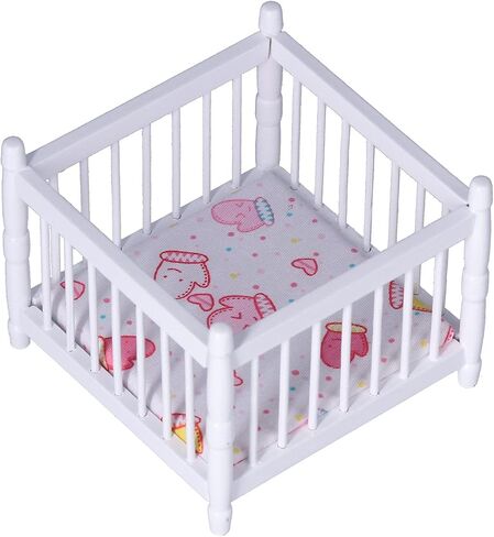 1:12 Scale Mini Dollhouse Wooden Crib for Dolls House Miniature Decoration (#2) in Saudi Arabia