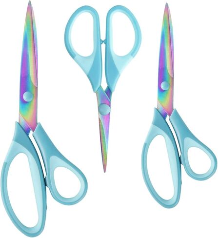 Craft Scissors 3 Pack All Purpose 5, 8, 10 inch Scissor Set with Sharp Blades, Comfort Grip, Ideal Scissors Set for Home, Office, Sewing, Fabric, Kitchen, Arts and DIY Supplies, Purple&Green in Saudi Arabia