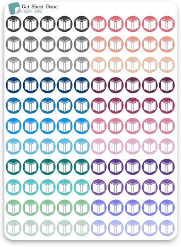 Book Icon Planner Sticker / 110 Dot Icon Vinyl (1/3") / Club Read Reading Me Time Self Care Homework School Student/Essential Productivity Life/Bullet Bujo Journal (One Sheet, multi) in Saudi Arabia