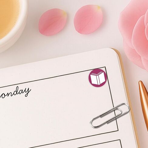 Book Icon Planner Sticker / 110 Dot Icon Vinyl (1/3") / Club Read Reading Me Time Self Care Homework School Student/Essential Productivity Life/Bullet Bujo Journal (One Sheet, multi) in Saudi Arabia