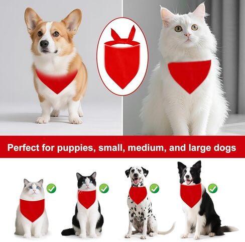 فرقة عصابة باللون الأحمر الفارغ ، DIY Plain Dog Bandana Solid Solid for Dogs Medium Cons in Kuwait