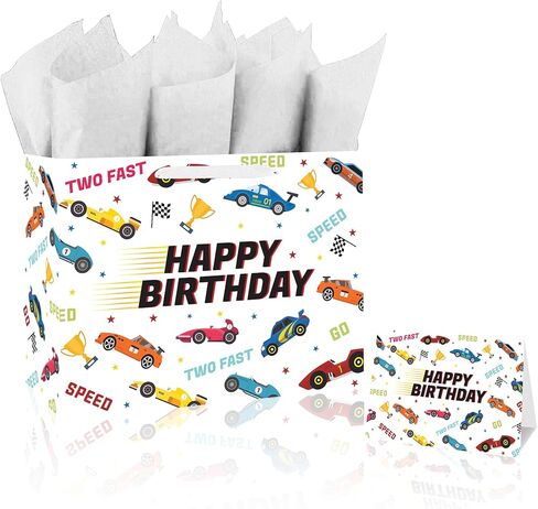 Batyongoga كبيرة 13 بوصة سيارات العرقلة هدايا مع المقابض ، بطاقة الترحيب ، وأوراق الأنسجة بيضاء اثنين بسرعة تحت عنوان عيد ميلاد الأطفال ، الأولاد ، فتاة ، طفل رضيع ، استحمام الطفل in Kuwait